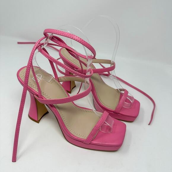 New, BP. Netta Pink Platform Lace Up Ankle Sandals Size 7 - Picture 5 of 11